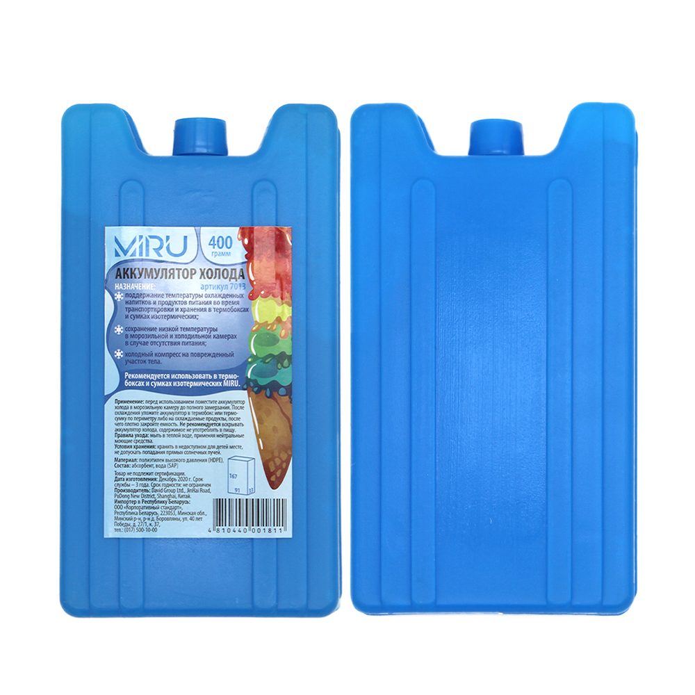 Аккумулятор холода MIRU 7013 400г <400г, HDPE+SAP, арт.7013>