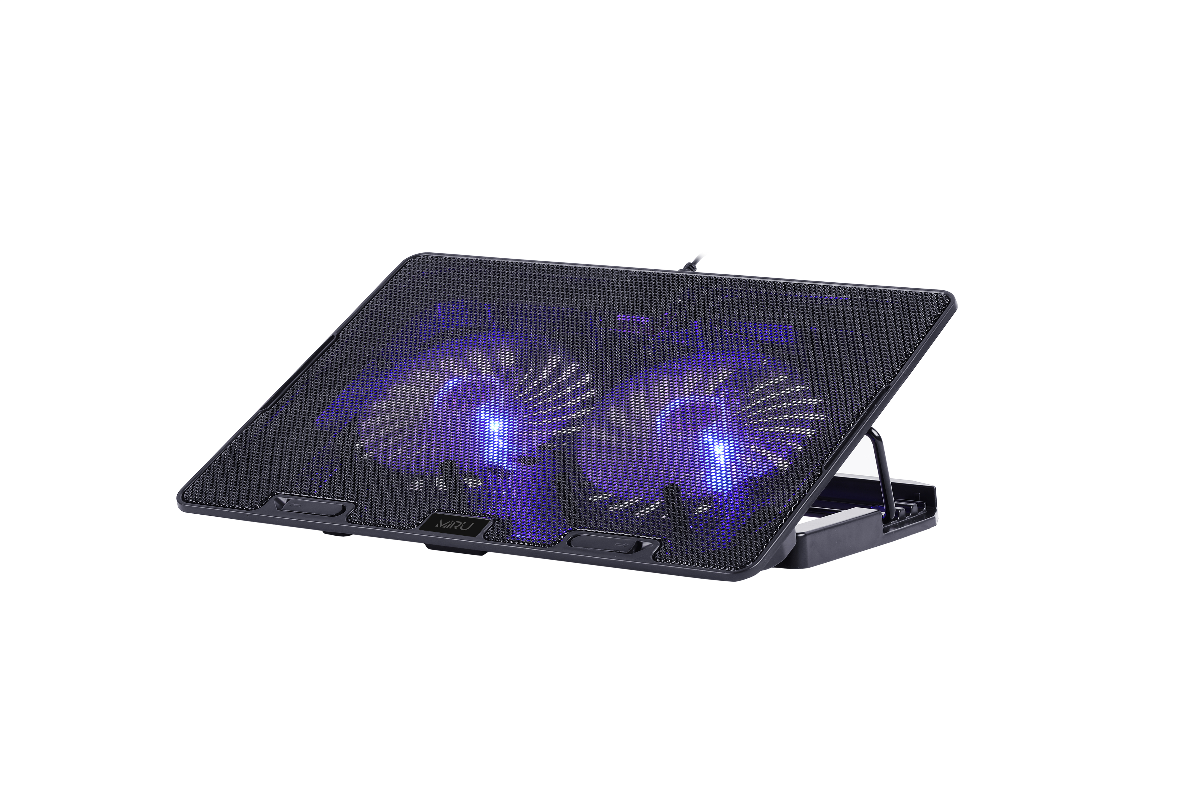 Подставка для ноутбука MIRU CP1705 Doublewind <до 17.3",800-1000±10%об/мин,LED син,3,5Вт,700мА,раб.напряж: 5В DC,охлаждение:активное,шум 20дБ,5 ур-ей высоты,2 вент-ра,2xUSB,48CFM,кабель 60см>
