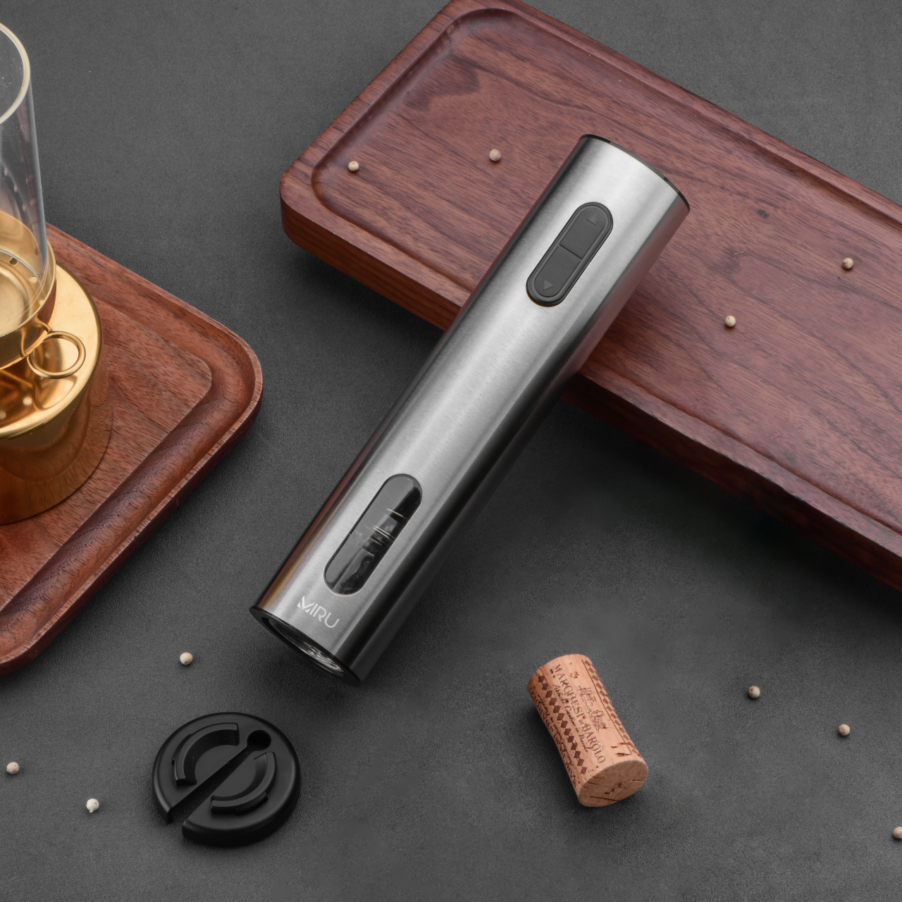 Штопор электрический MIRU, набор KAWO09 <Штопор-1шт.,нож для фольги-1шт.,аэратор-1шт.,охладитель для вина-1шт,вак.пробка-1шт.>