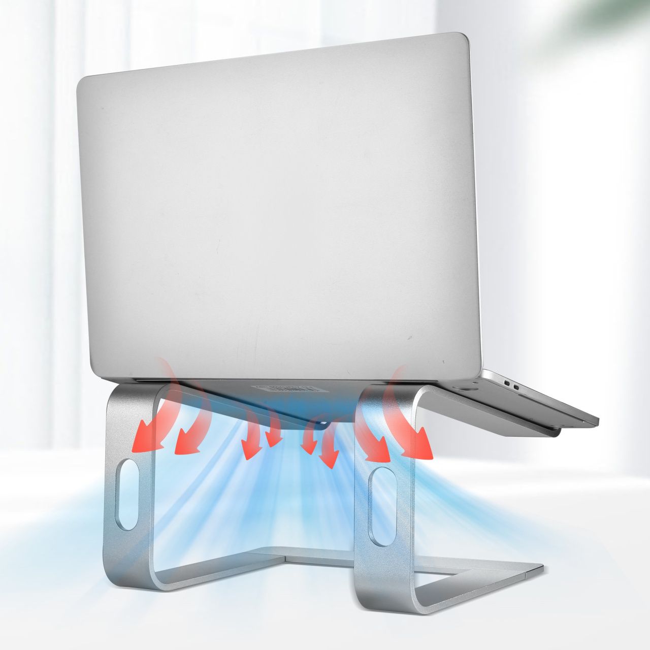 Подставка для ноутбука MIRU MLS-5005 серебро <алюминиевая подставка для ноутбука с силиконовыми вставками, макс размер ноутбука  15,6", размер: 240*239*130мм>