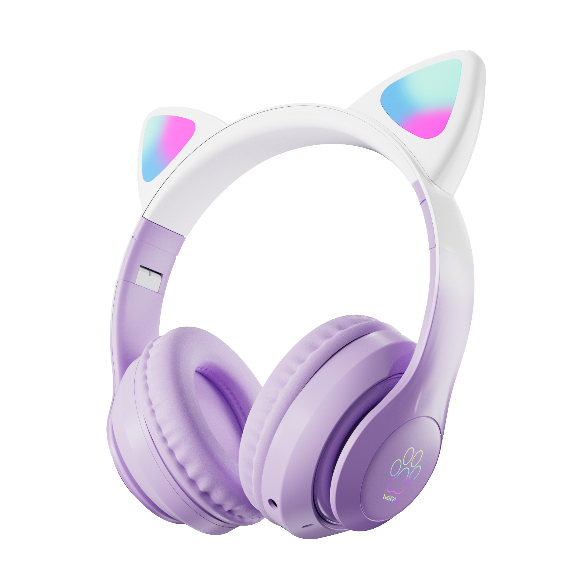 Беспроводная гарнитура MIRU CAT EP-W10 (сиреневый) <W103, Накладные, стерео Bluetooth-гарнитура, 2.402 -2.480 ГГц, 32 Ом, Purple, 40 мм, 20,5 см, BT5.3, радиус действ.10м, время работы 8ч, 400м/Ач, сиреневый>