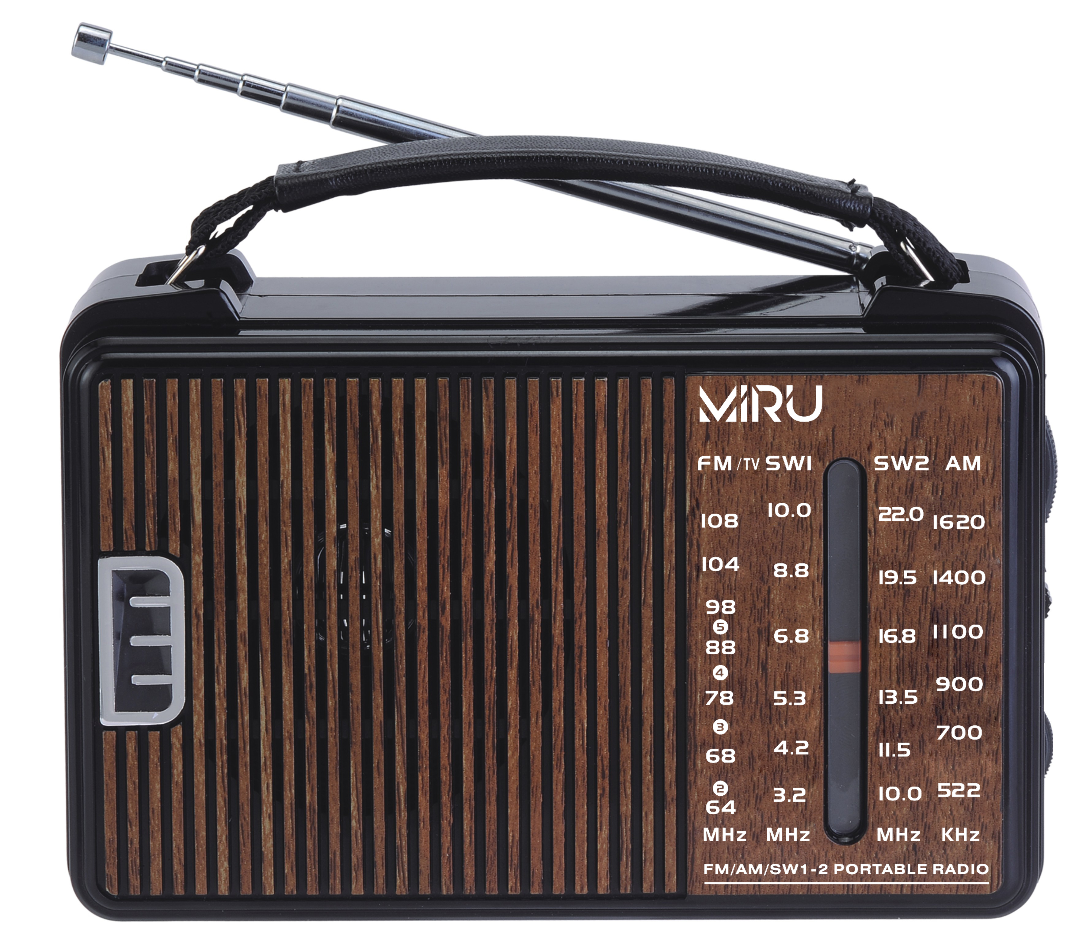 Радиоприемник MIRU SR-1021 <AM/FM/SW, батареи питания^ 2*R20 (D) 3B, 220V-240V, 167*66*115мм>