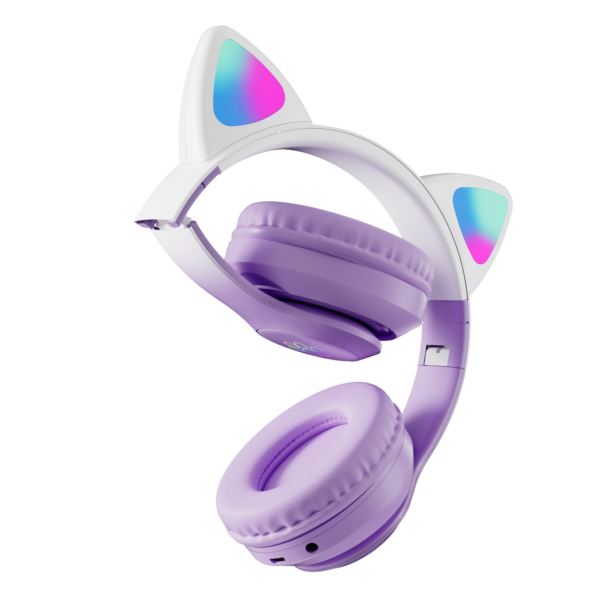 Беспроводная гарнитура MIRU CAT EP-W10 (сиреневый) <W103, Накладные, стерео Bluetooth-гарнитура, 2.402 -2.480 ГГц, 32 Ом, Purple, 40 мм, 20,5 см, BT5.3, радиус действ.10м, время работы 8ч, 400м/Ач, сиреневый>