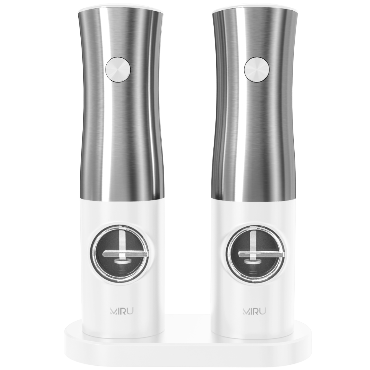 Мельница для специй электрическая MIRU, набор KA052 <Мельница - 2 шт.,База для подзарядки - 1 шт.,Кабель для подзарядки - 1 шт.,Инструкция - 1 шт.,бел.-металл>