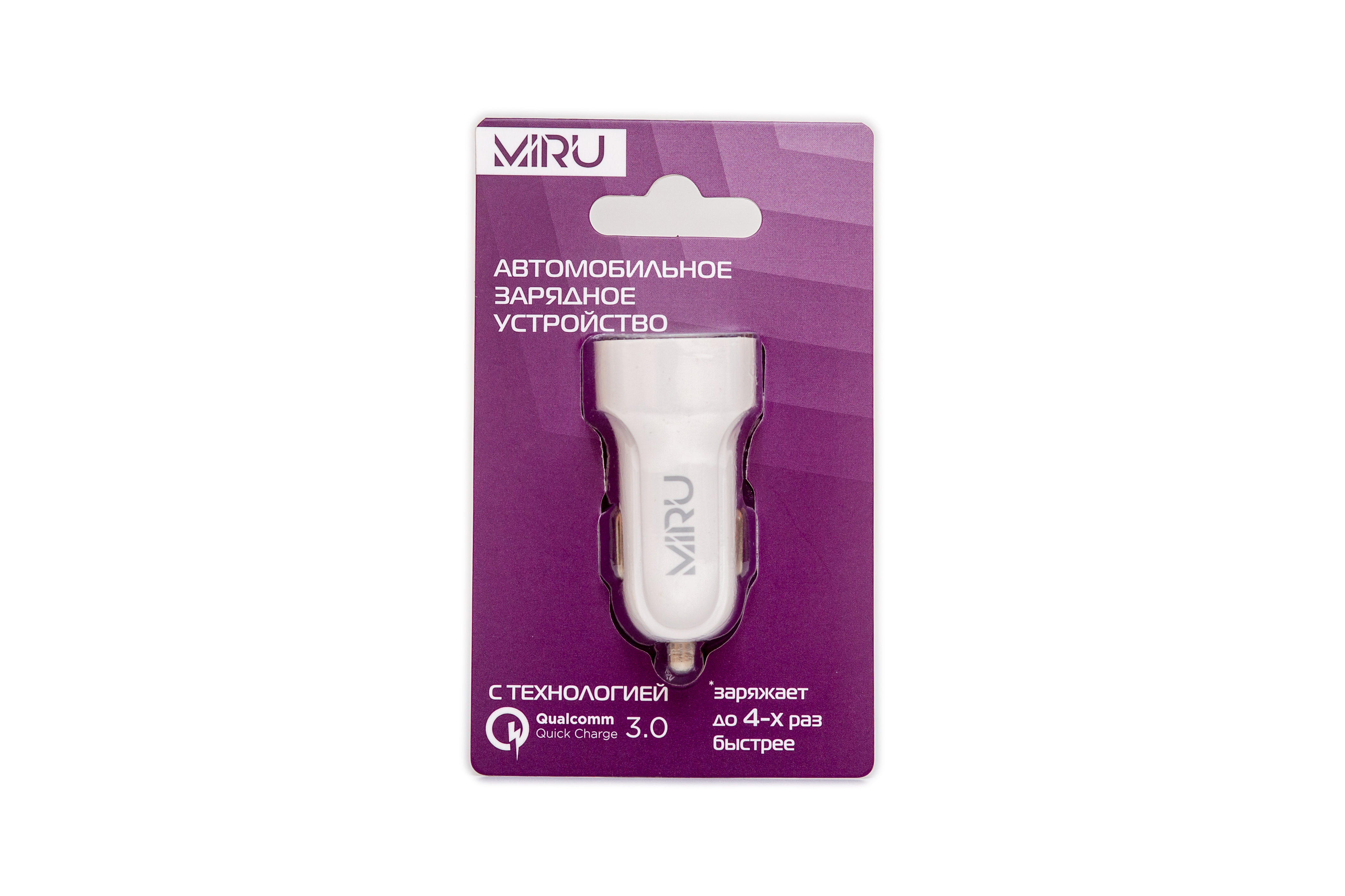 Автомобильное зарядное устройство MIRU 5028 Quick Charge 3,0, USB, белый