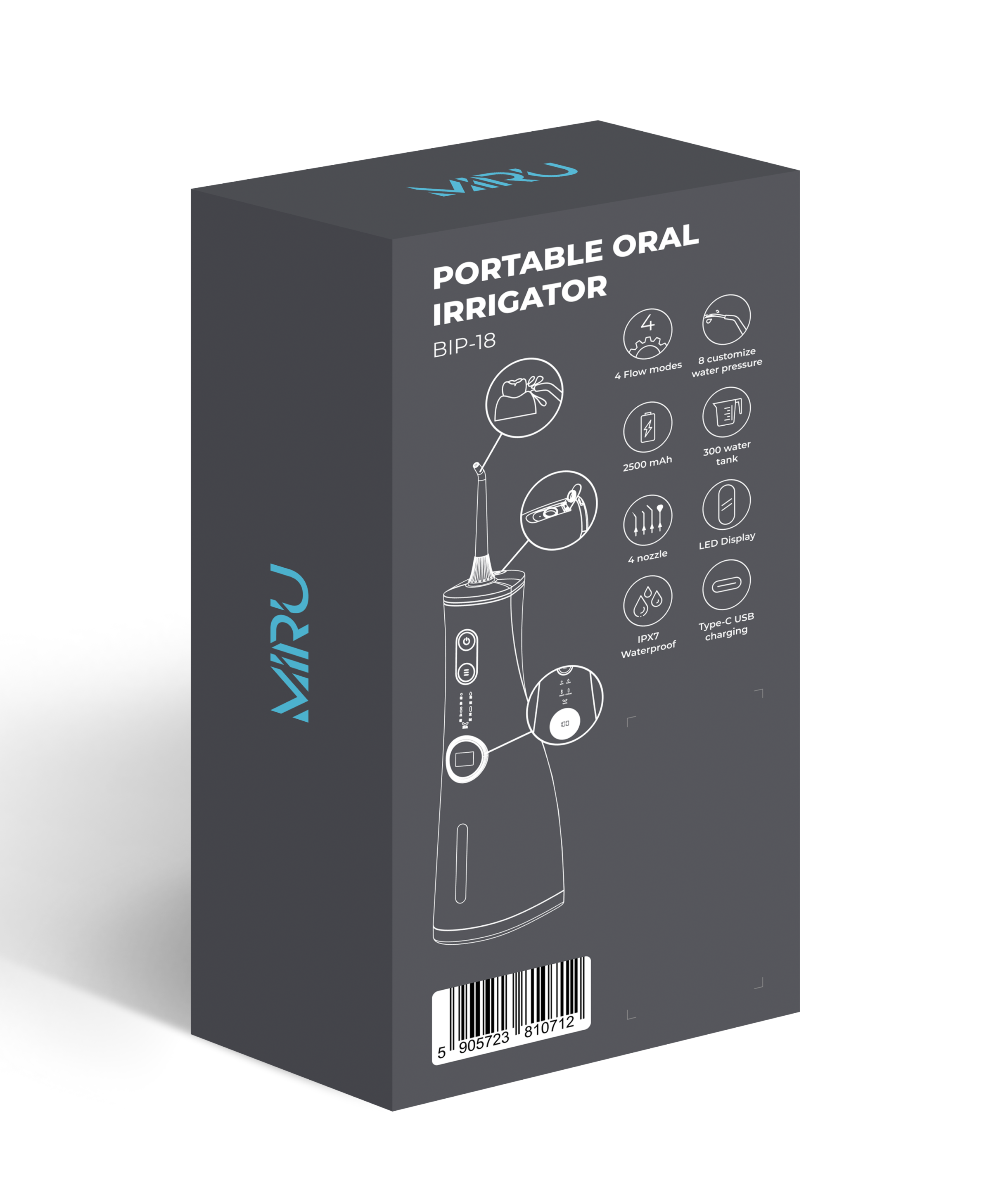 Ирригатор портативный для полости рта MIRU BIP-18 (белый) <2500mAh,300ml,цвет - белый>