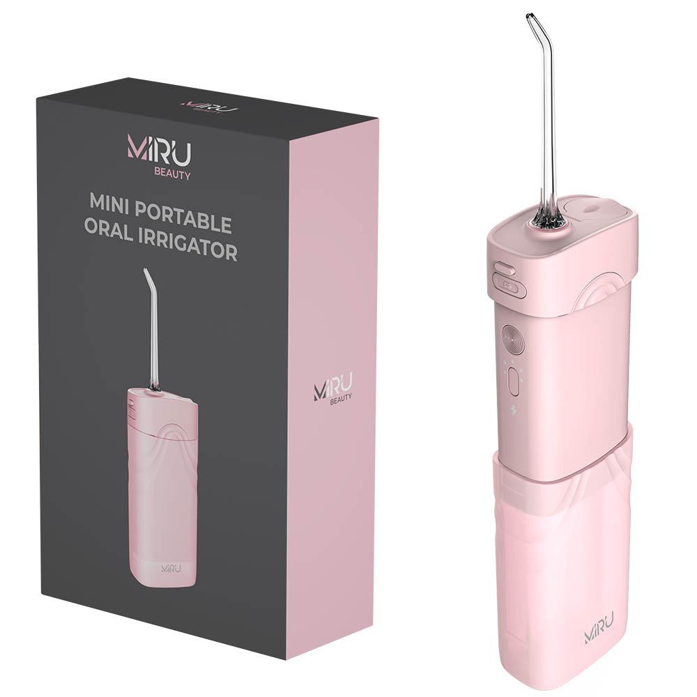 Ирригатор портативный мини для полости рта MIRU BIP-003 (розовый) <200 мл,1100 mAh, 4 насадки>