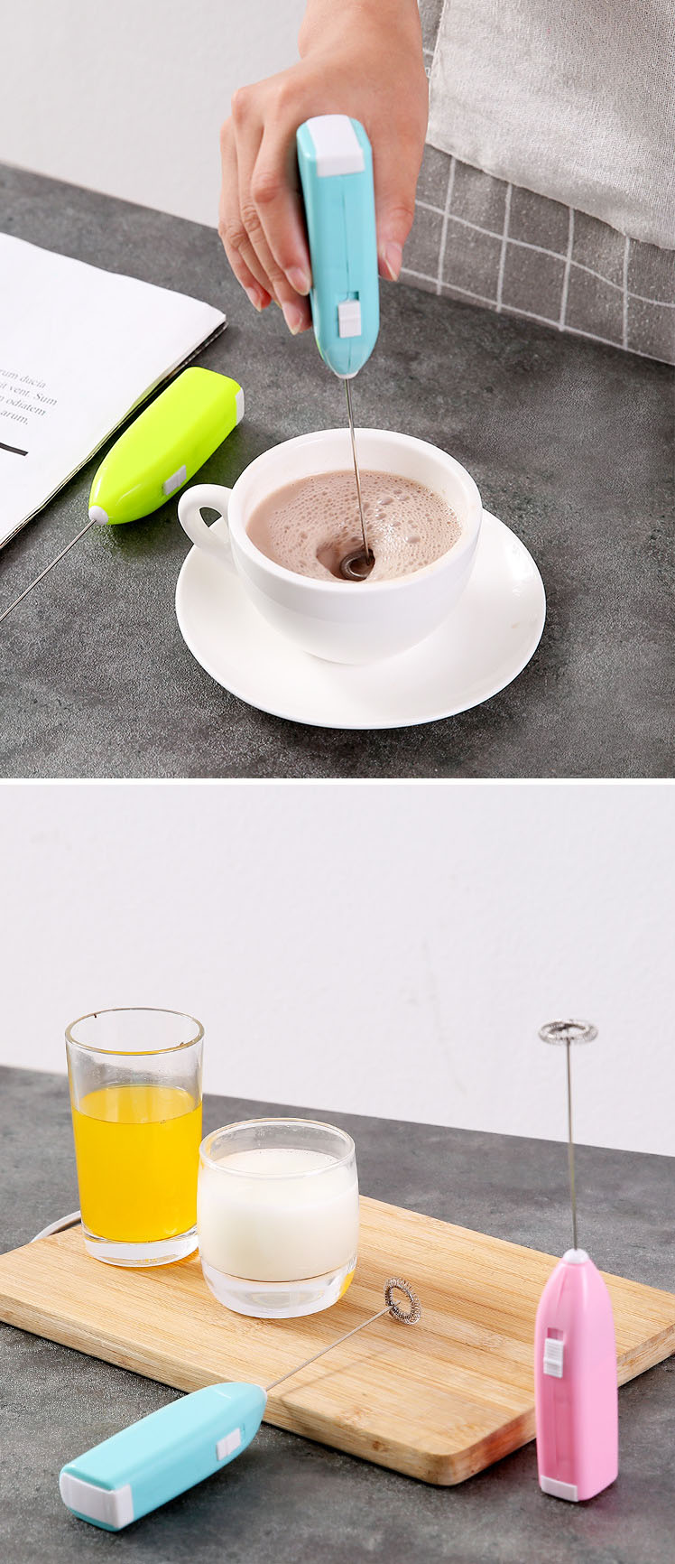 Капучинатор MIRU KA044 Milk Frother салатовый  <33*22*205мм, вес 43 гр., материал: пластик АBS+ нерж. сталь, питание: АА*2 (не входит в компл.)>
