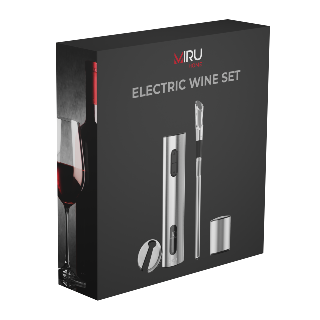 Штопор электрический MIRU, набор KAWO09 <Штопор-1шт.,нож для фольги-1шт.,аэратор-1шт.,охладитель для вина-1шт,вак.пробка-1шт.>